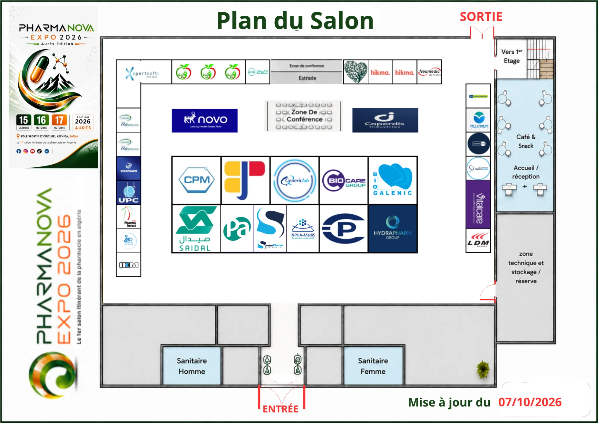 Plan du Salon PHARMANOVA EXPO 2026 — mise à jour du 7 octobre 2026